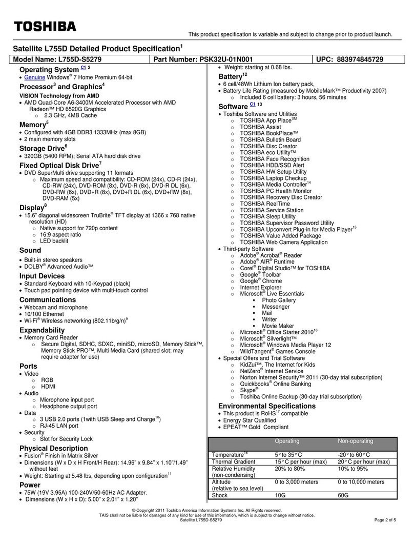 Toshiba Satellite L755D-S5279 User manual