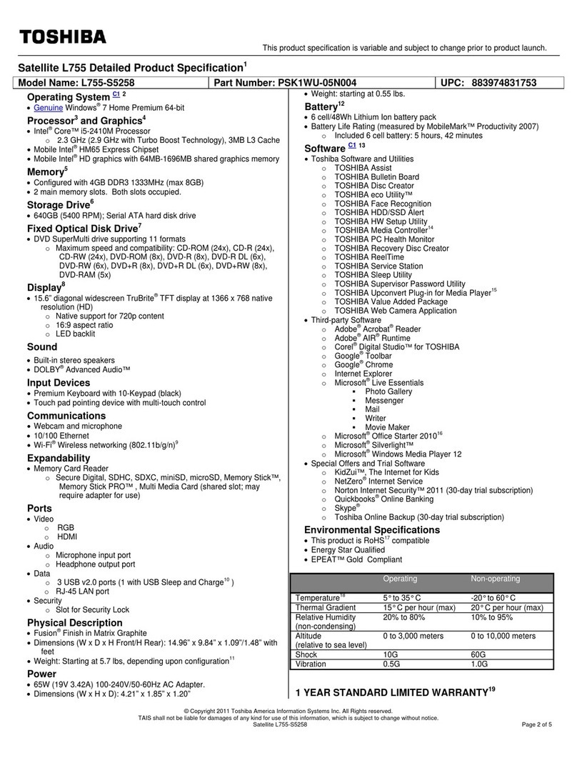 Toshiba Satellite L755-S5258 User manual