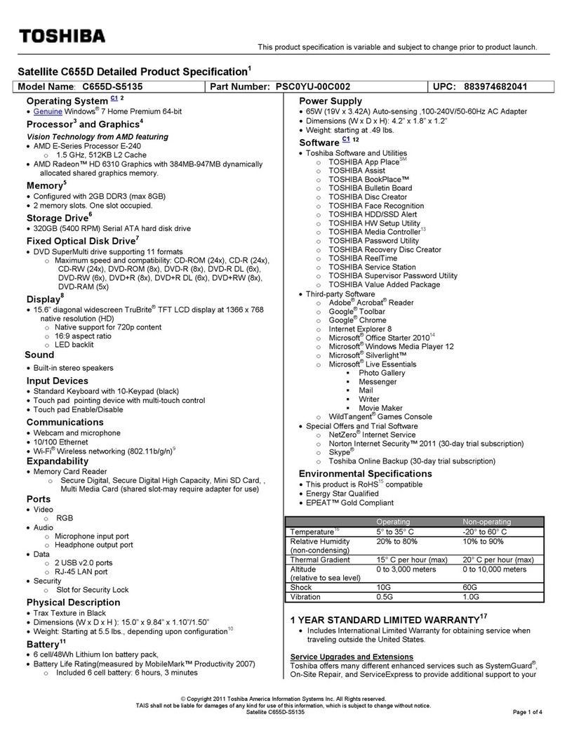 Toshiba C655D-S5135 User manual