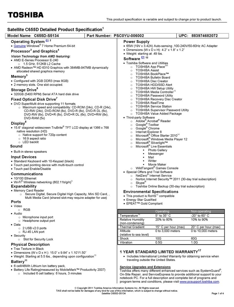 Toshiba C655D-S5134 User manual