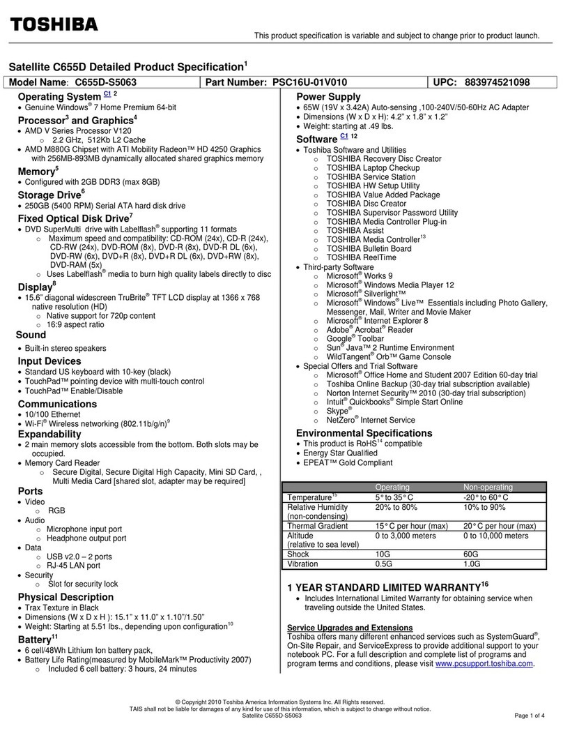 Toshiba Satellite C655D-S5063 User manual