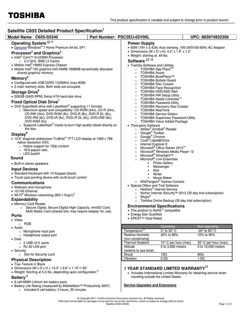 Toshiba C655-S5340 User manual