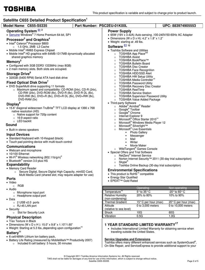 Toshiba C655-S5335 User manual