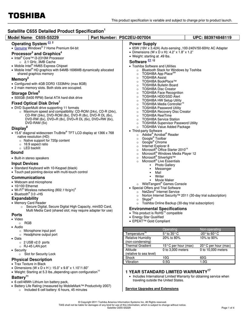 Toshiba C655-S5229 User manual