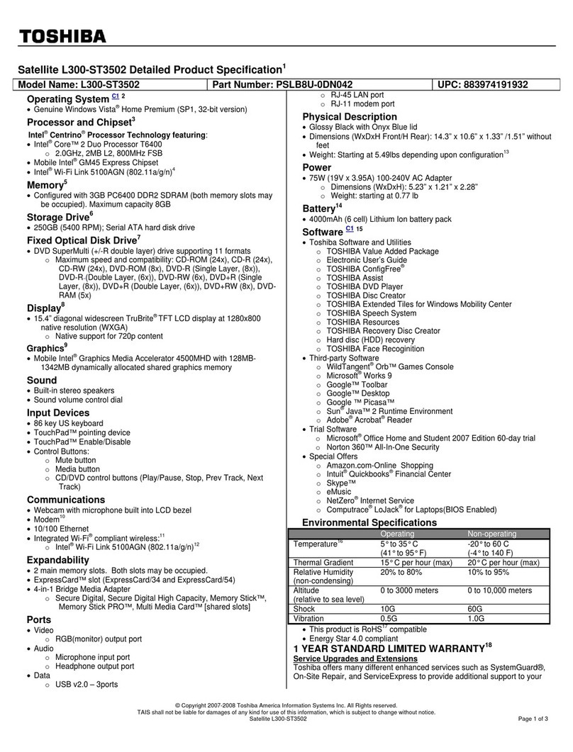 Toshiba L300-ST3502 User manual