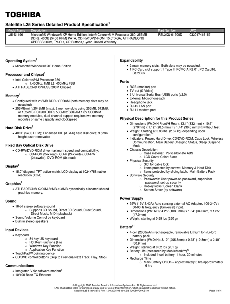 Toshiba L25-S1196 User manual