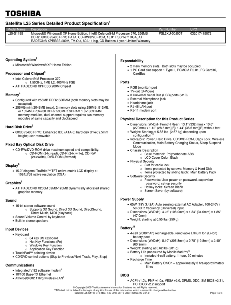 Toshiba L25-S1195 User manual