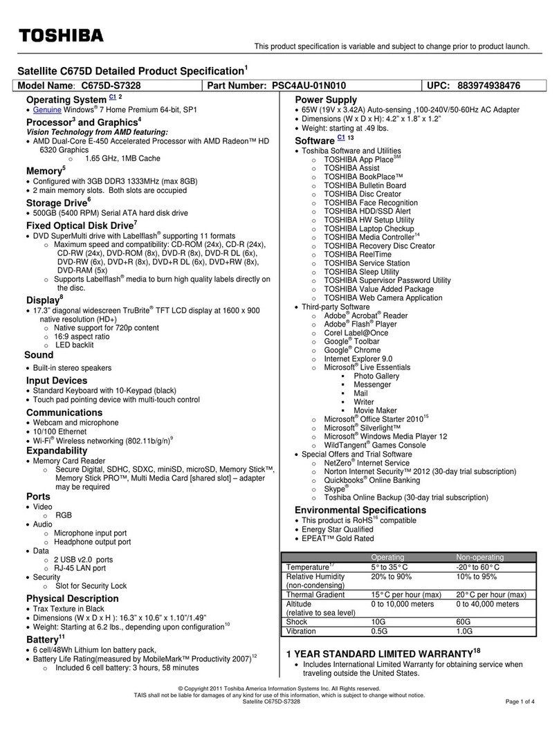 Toshiba C675D-S7328 User manual