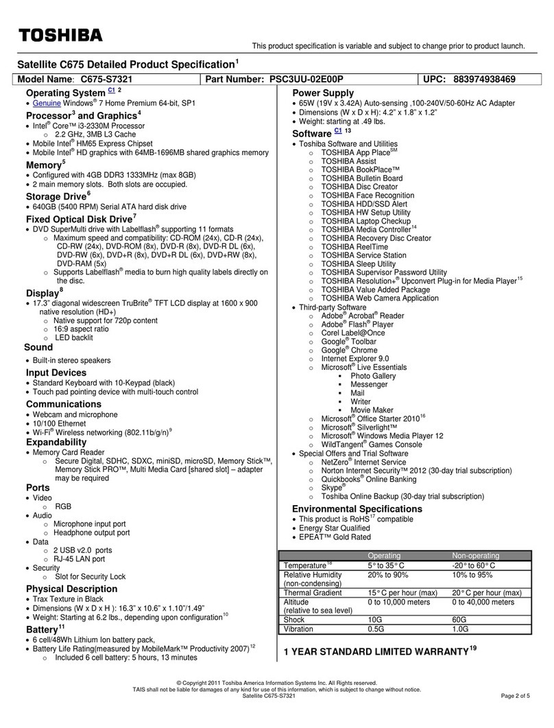 Toshiba C675-S7321 User manual