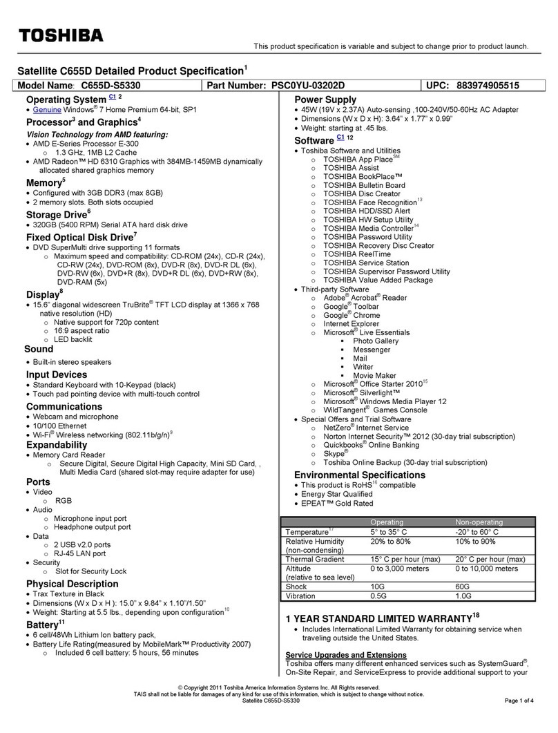 Toshiba C655D-S5330 User manual