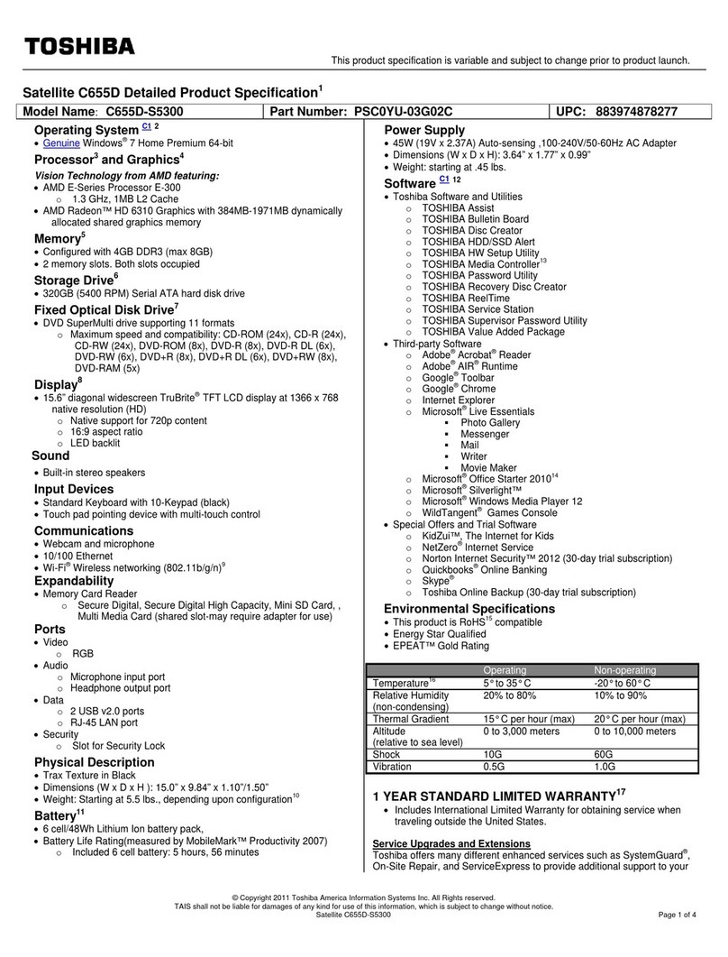 Toshiba C655D-S5300 User manual
