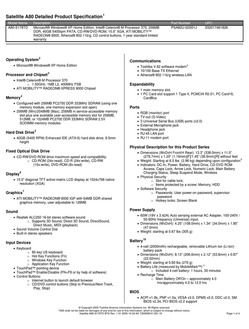 Toshiba A80-S178TD User manual