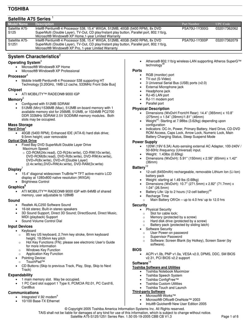 Toshiba A75-S125 User manual