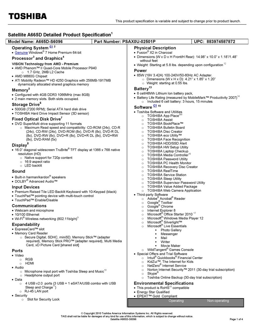 Toshiba A665D-S6096 User manual