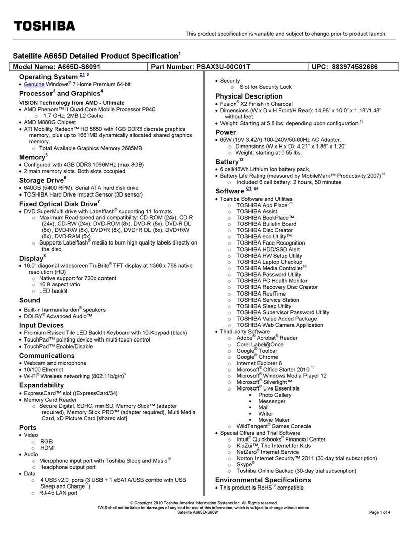 Toshiba A665D-S6091 User manual