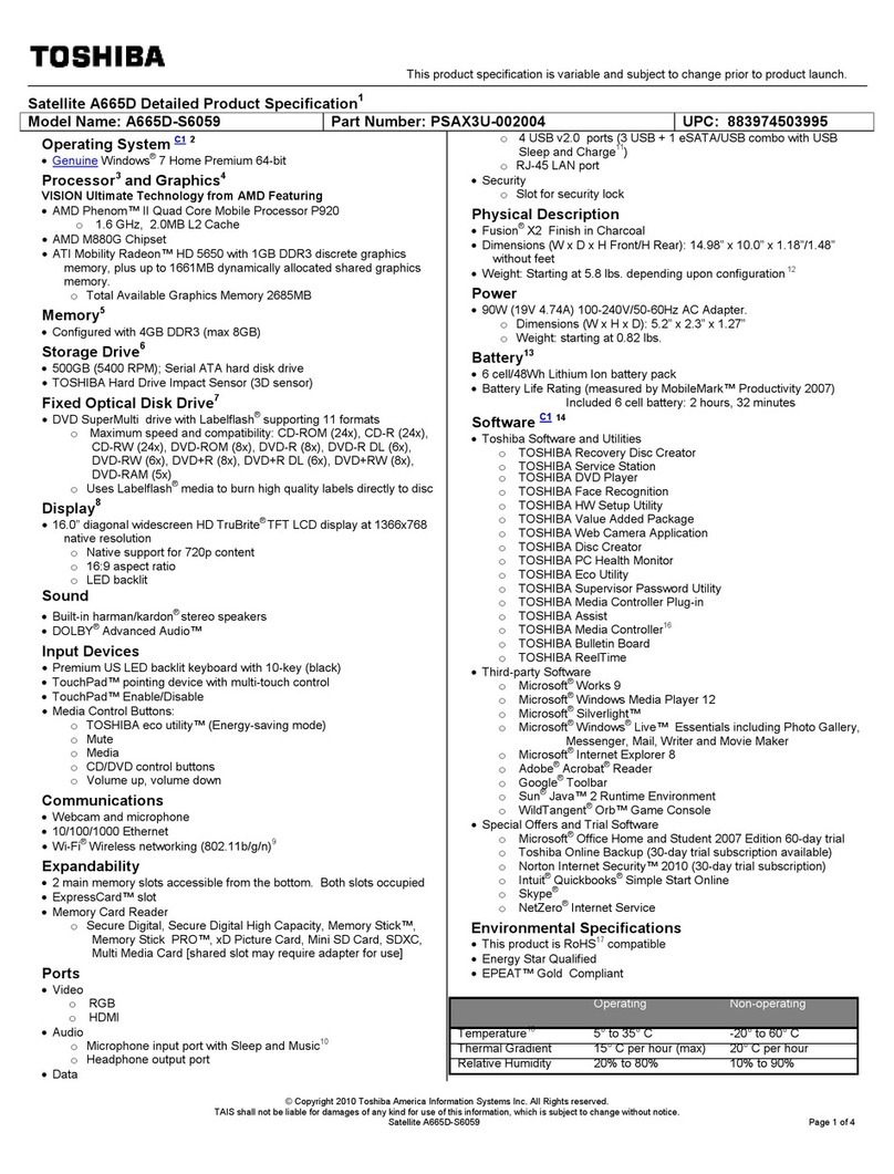 Toshiba A665D-S6059 User manual