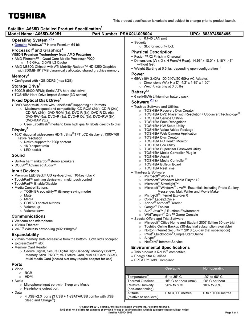 Toshiba A665D-S6051 User manual