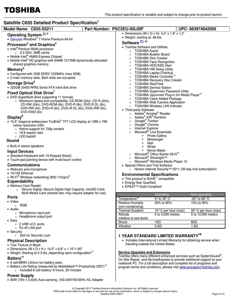 Toshiba C655-S5212 User manual