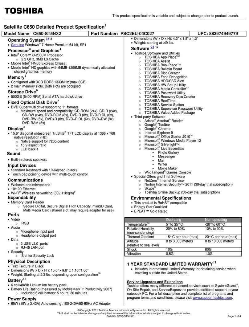 Toshiba C650-ST5NX2 User manual