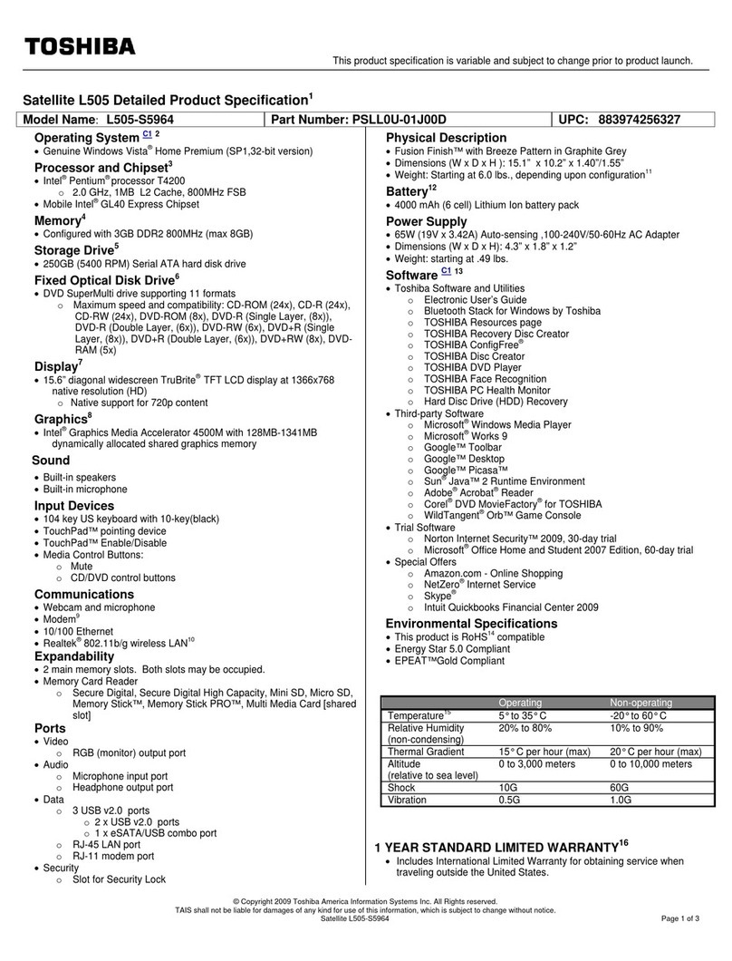 Toshiba Satellite L505-S5964 User manual