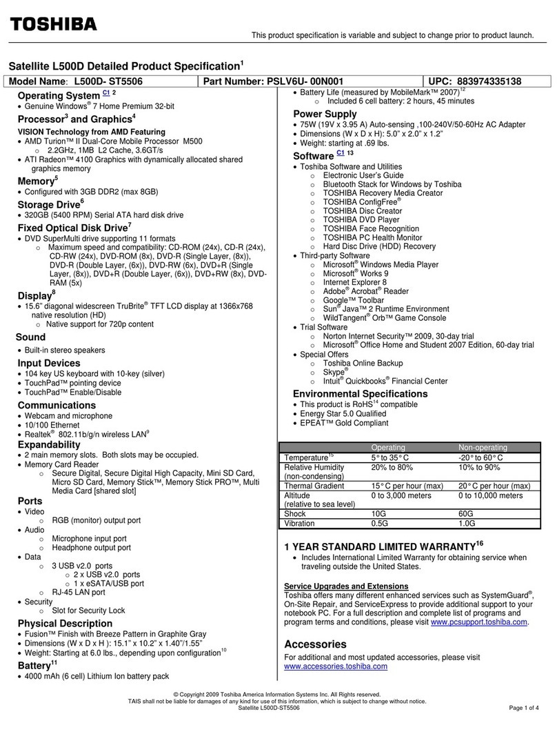 Toshiba L500D-ST5506 User manual