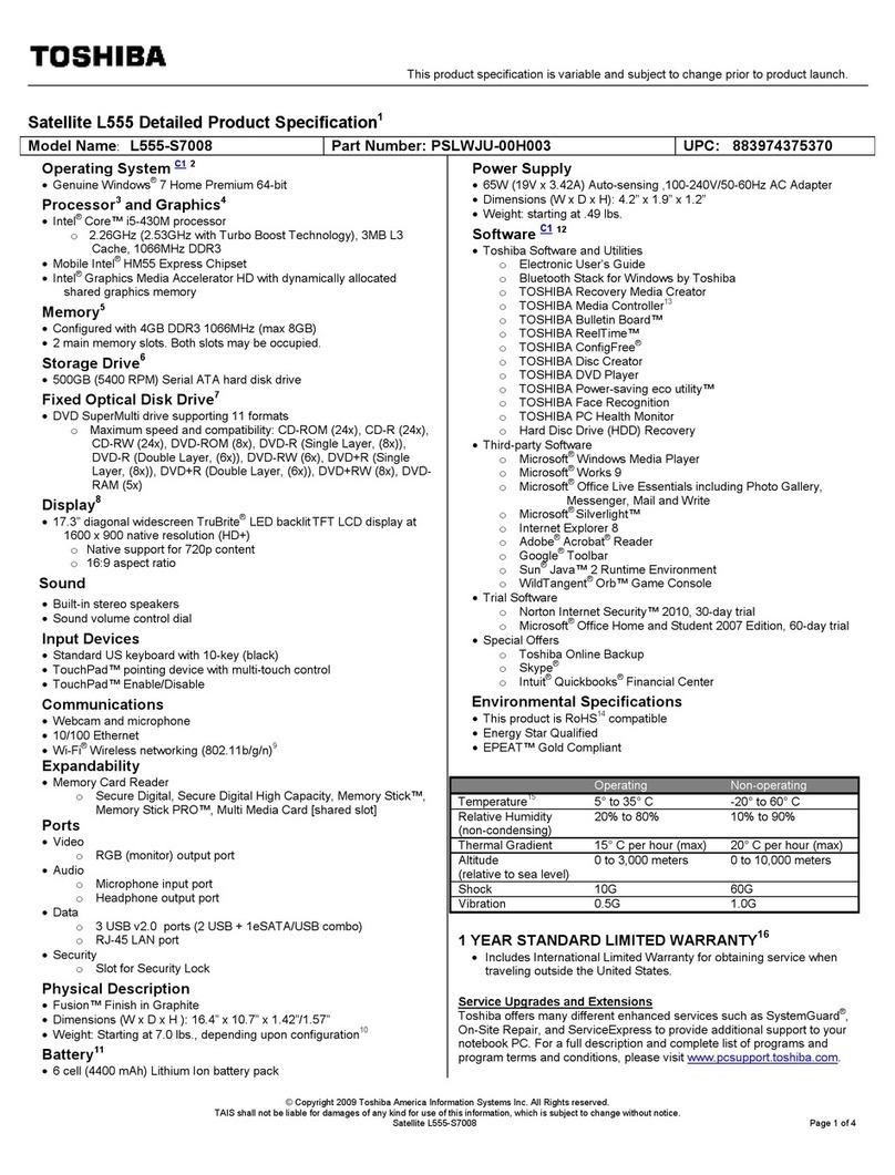 Toshiba L555-S7008 User manual