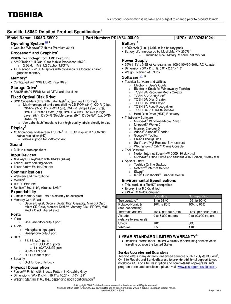 Toshiba L505D-S5992 User manual