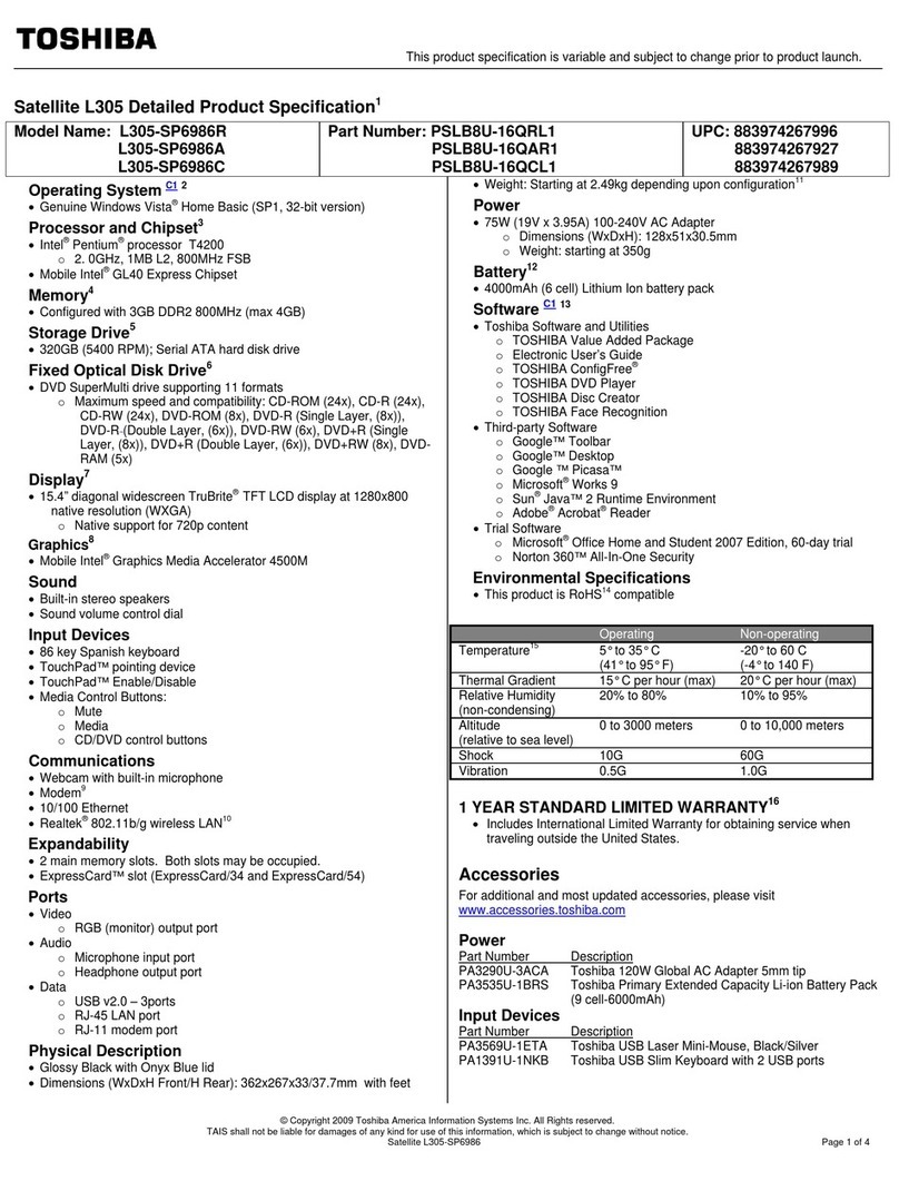 Toshiba L305-SP6986R User manual