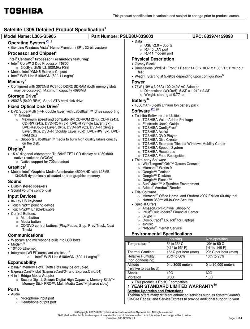 Toshiba L305-S5905 User manual