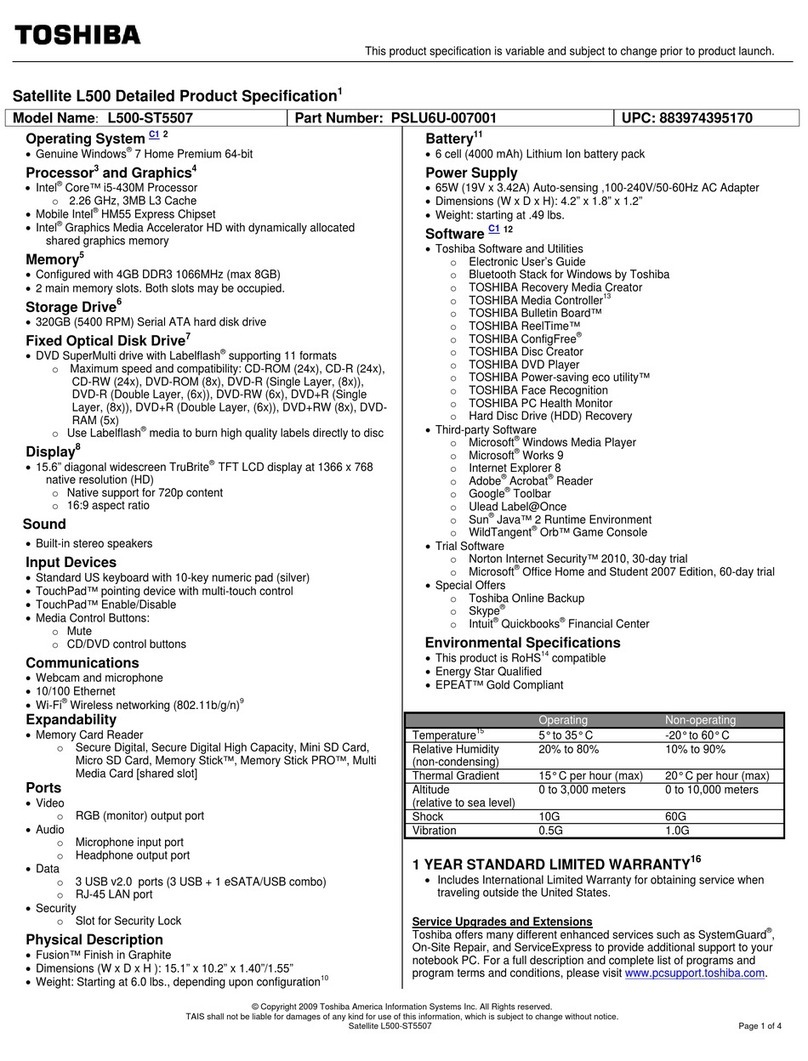 Toshiba L500-ST5507 User manual