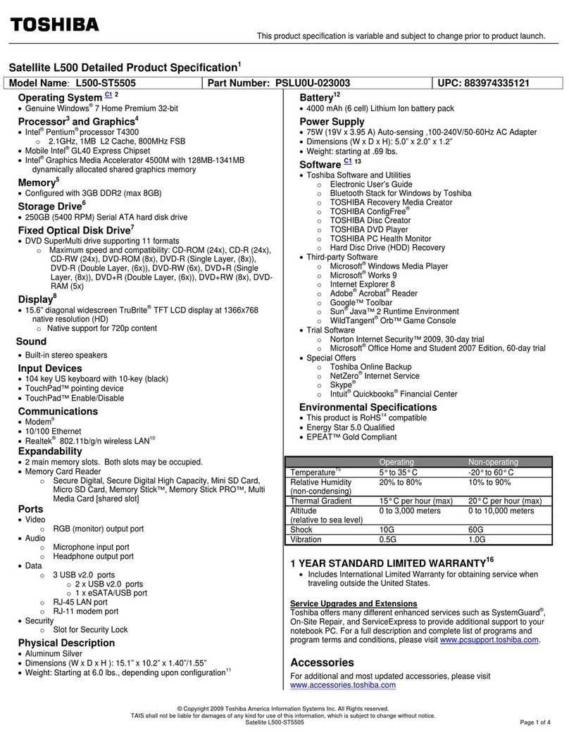 Toshiba L500-ST5505 User manual