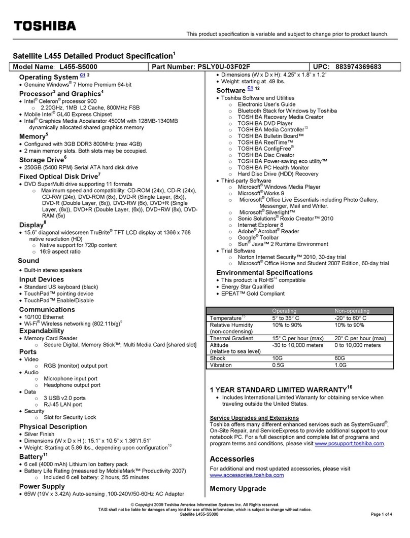 Toshiba L455-S5000 User manual