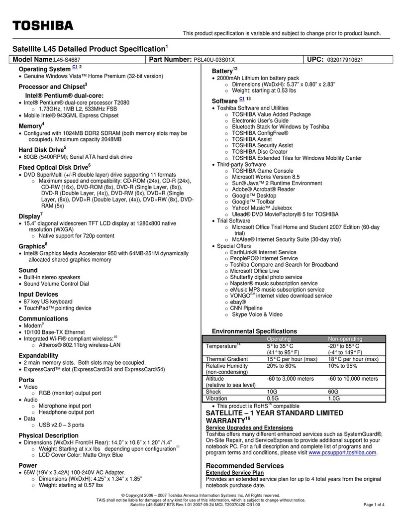 Toshiba Satellite L45-S4687 User manual