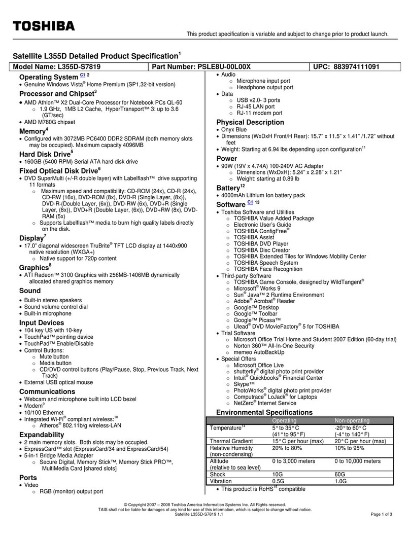 Toshiba L355D-S7819 User manual