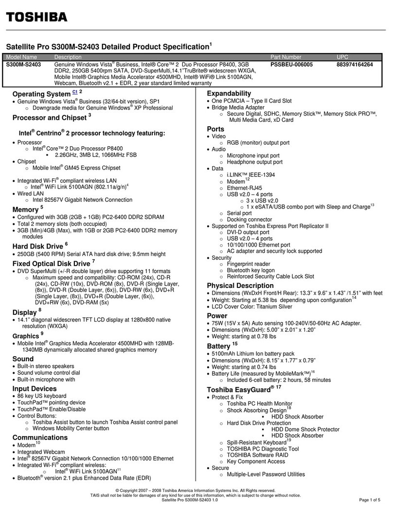 Toshiba S300M-S2403 Specifications