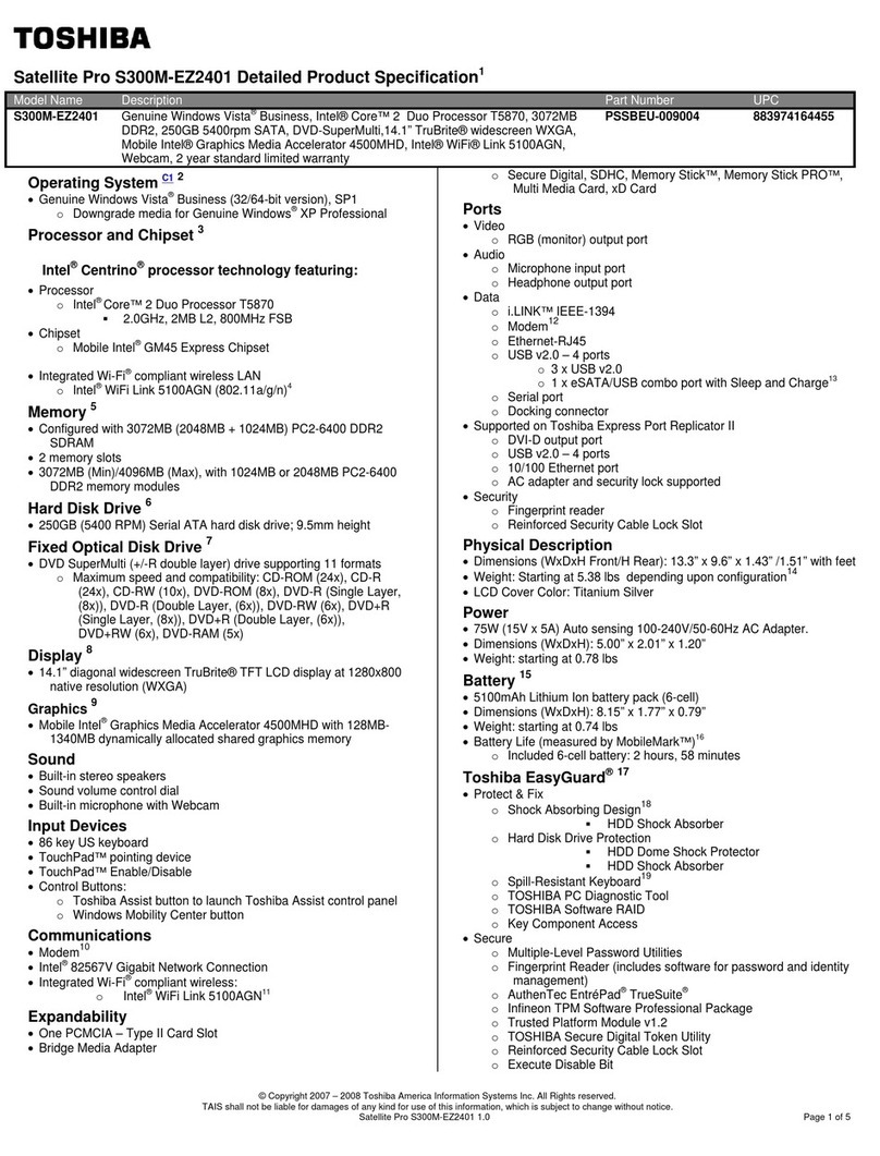 Toshiba S300M-EZ2401 Specifications