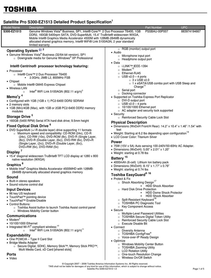 Toshiba Satellite Pro S300-EZ1513 User manual