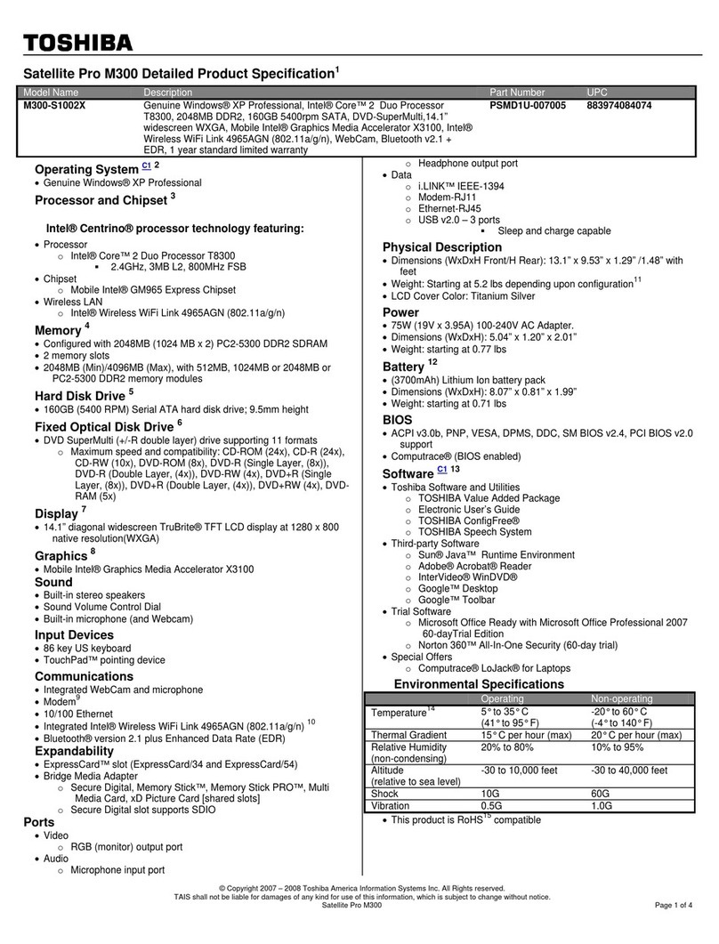 Toshiba M300-S1002X User manual
