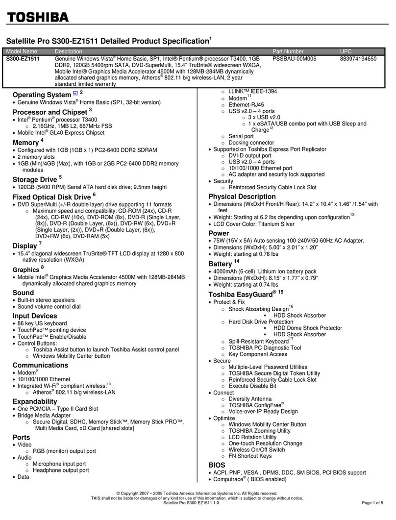 Toshiba Satellite Pro S300-EZ1511 User manual