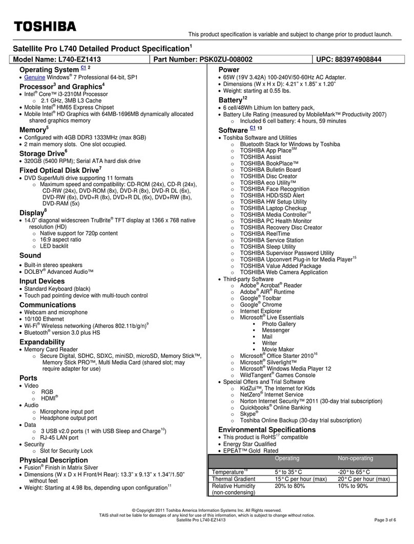 Toshiba Satellite Pro L740 User manual