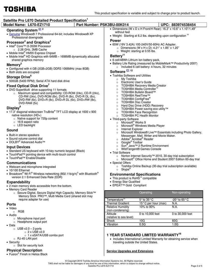 Toshiba L670-EZ1710 User manual