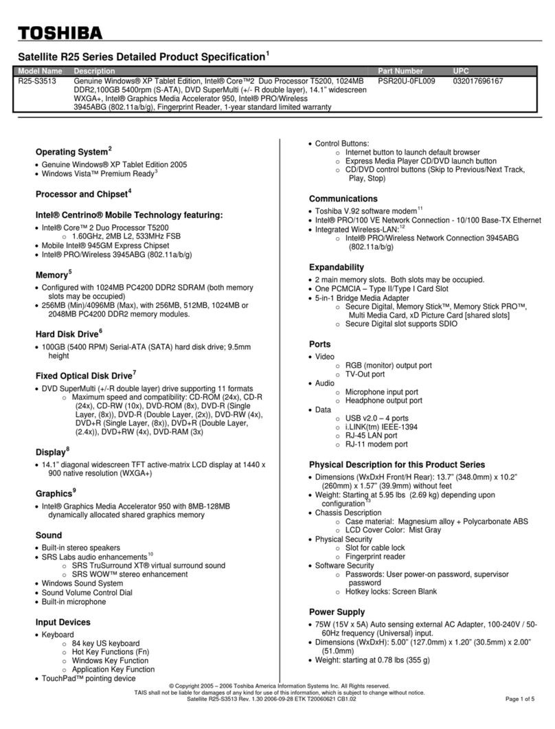 Toshiba R25-S3513 User manual