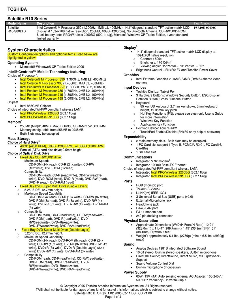 Toshiba R10-S802TD User manual