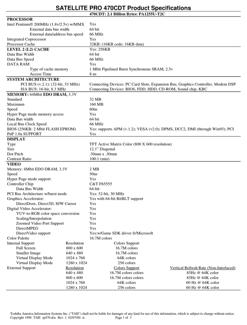 Toshiba Satellite Pro 470CDT User manual