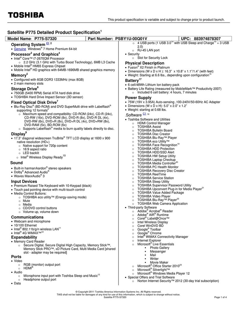 Toshiba P775-S7320 User manual