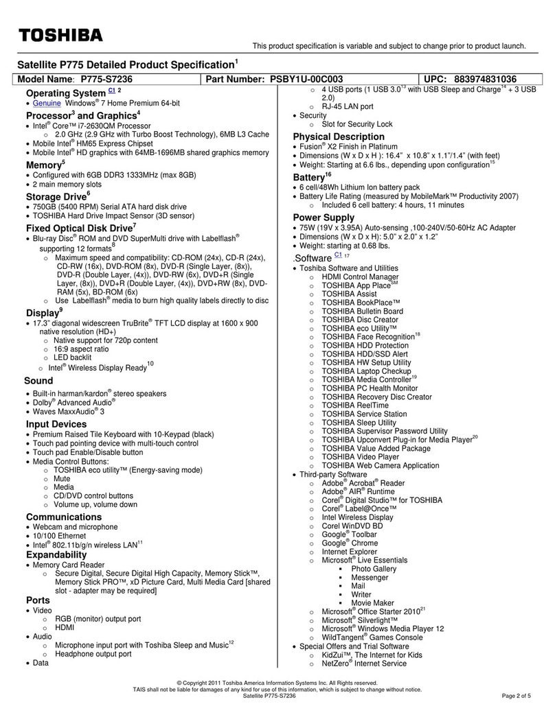 Toshiba P775-S7236 User manual