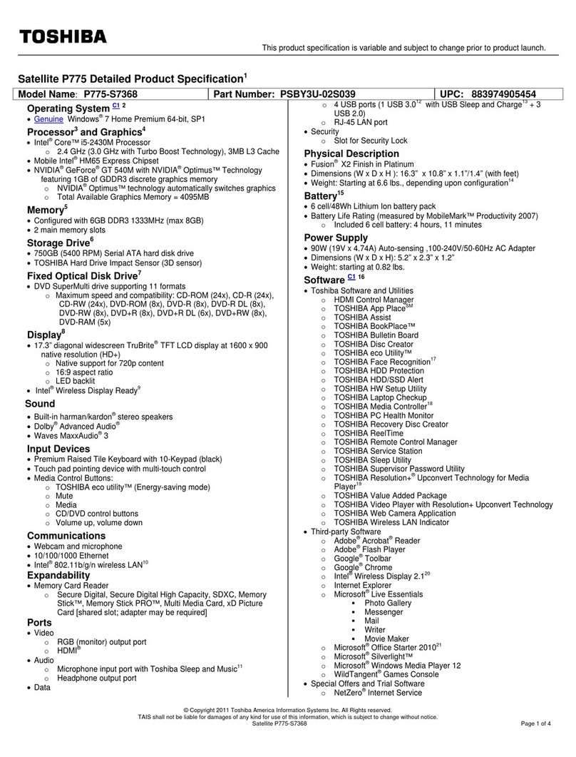 Toshiba P775-S7368 User manual