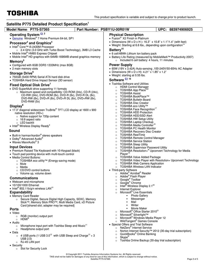 Toshiba P775-S7365 User manual