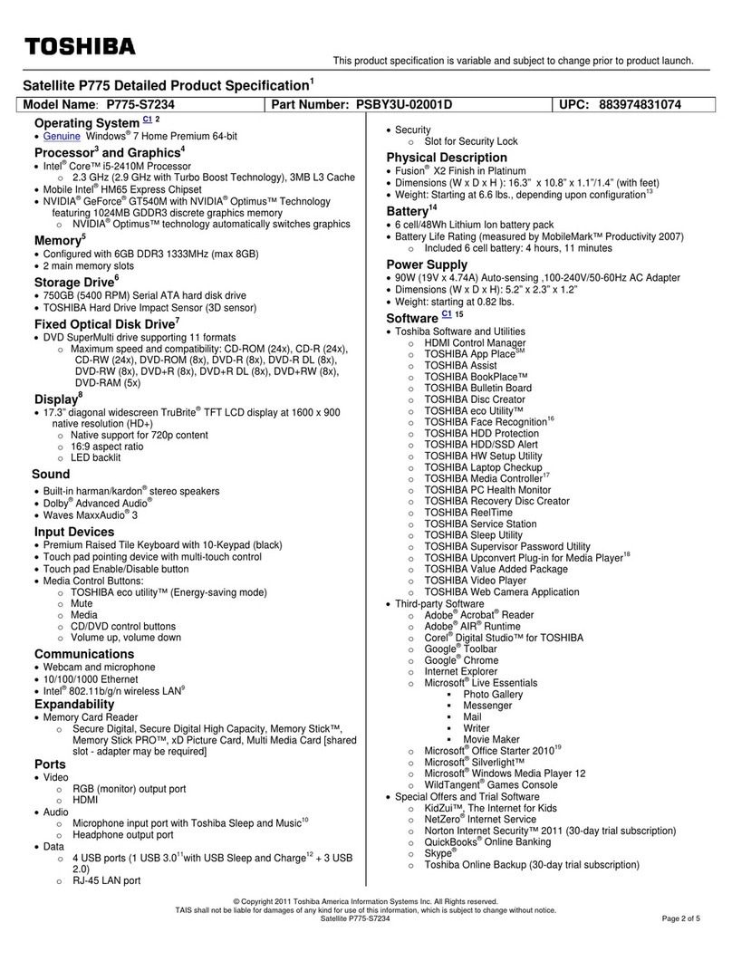 Toshiba P775-S7234 User manual