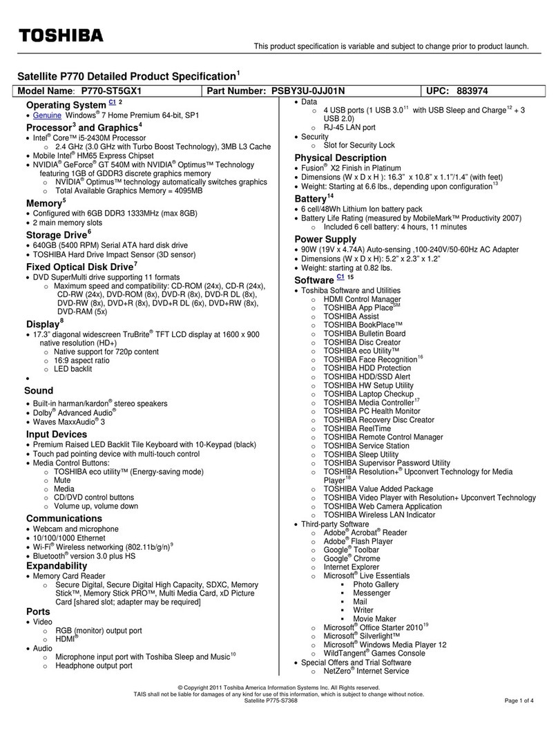 Toshiba P770-ST5GX1 User manual